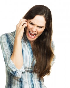 Woman upset on phone